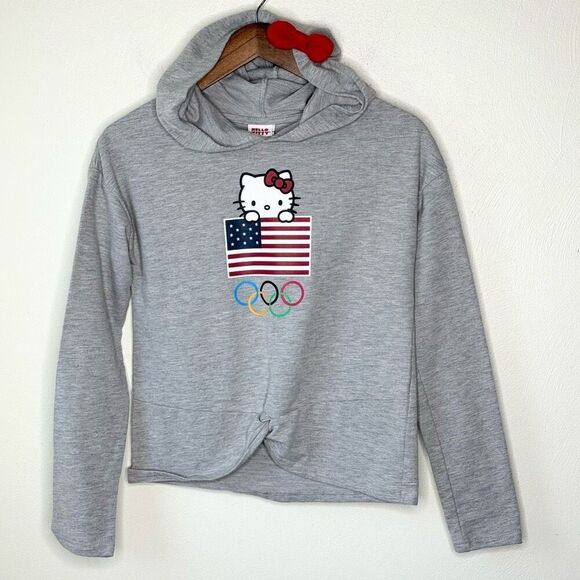 Hello Kitty x USA Olympics Gray Sweatshirt - Kids US XL 14/16 - Picture 1 of 11